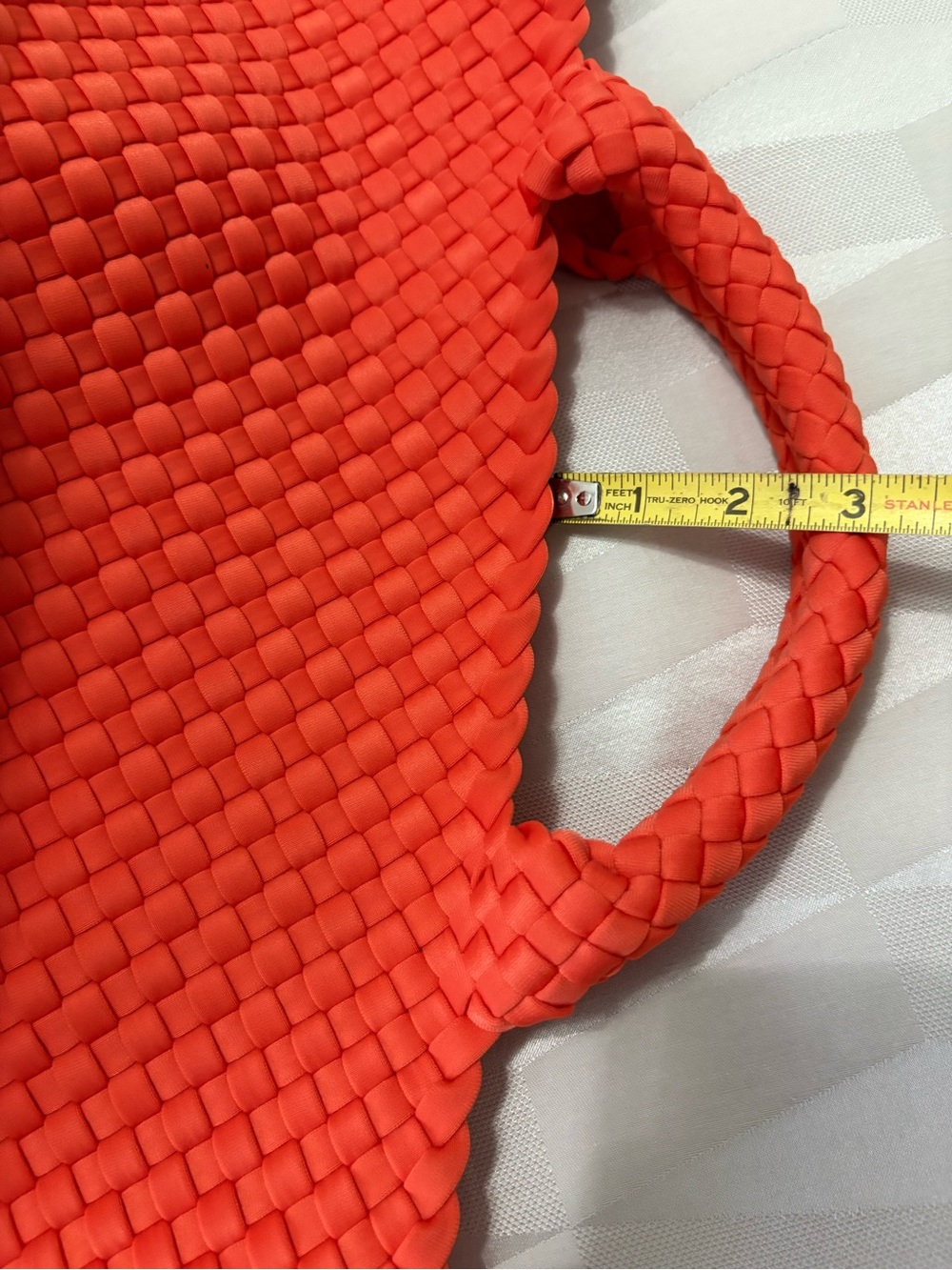 Orange Woven Tote Bag with Matching Pouch - Picture 7 of 9